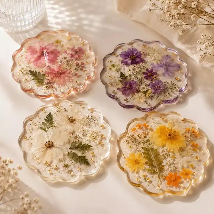 Pressed-flower resin pieces