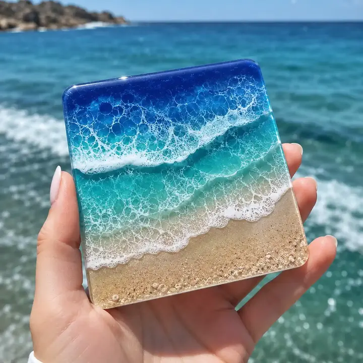 Ocean-wave resin piece
