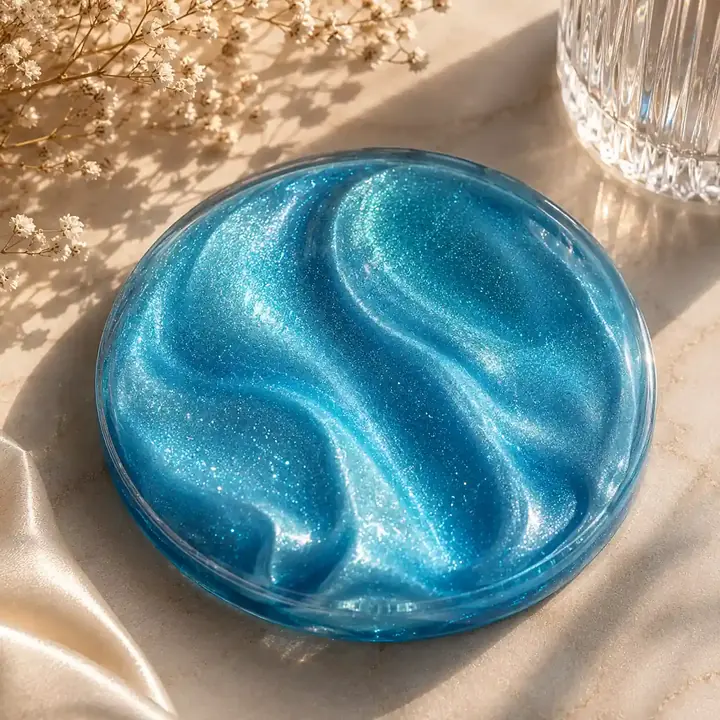 Blue shimmer swirl resin piece