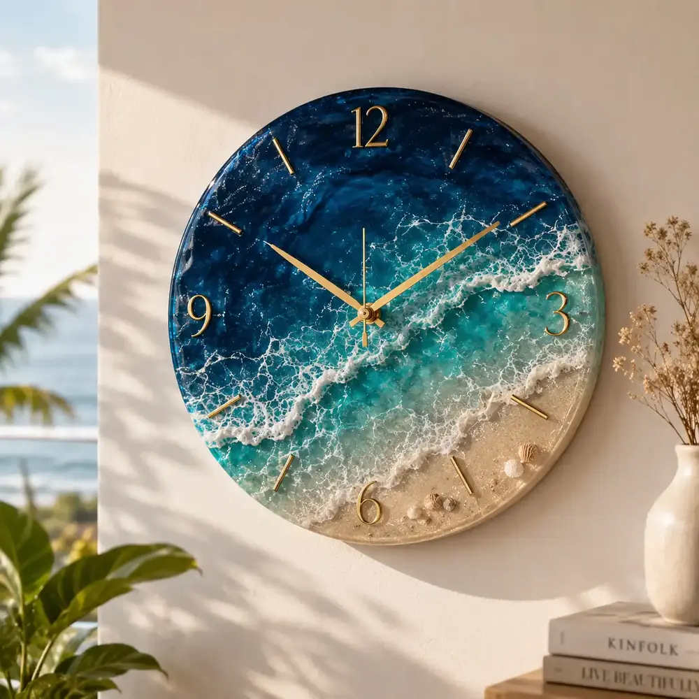 A Liquid Alchemy ocean-style resin wall clock